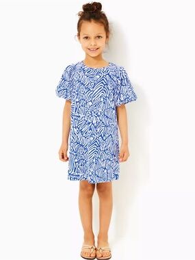 Size Large Lilly Pulitzer Rosen T-Shirt Dress in the "Martinique Blue Zee Bebe
